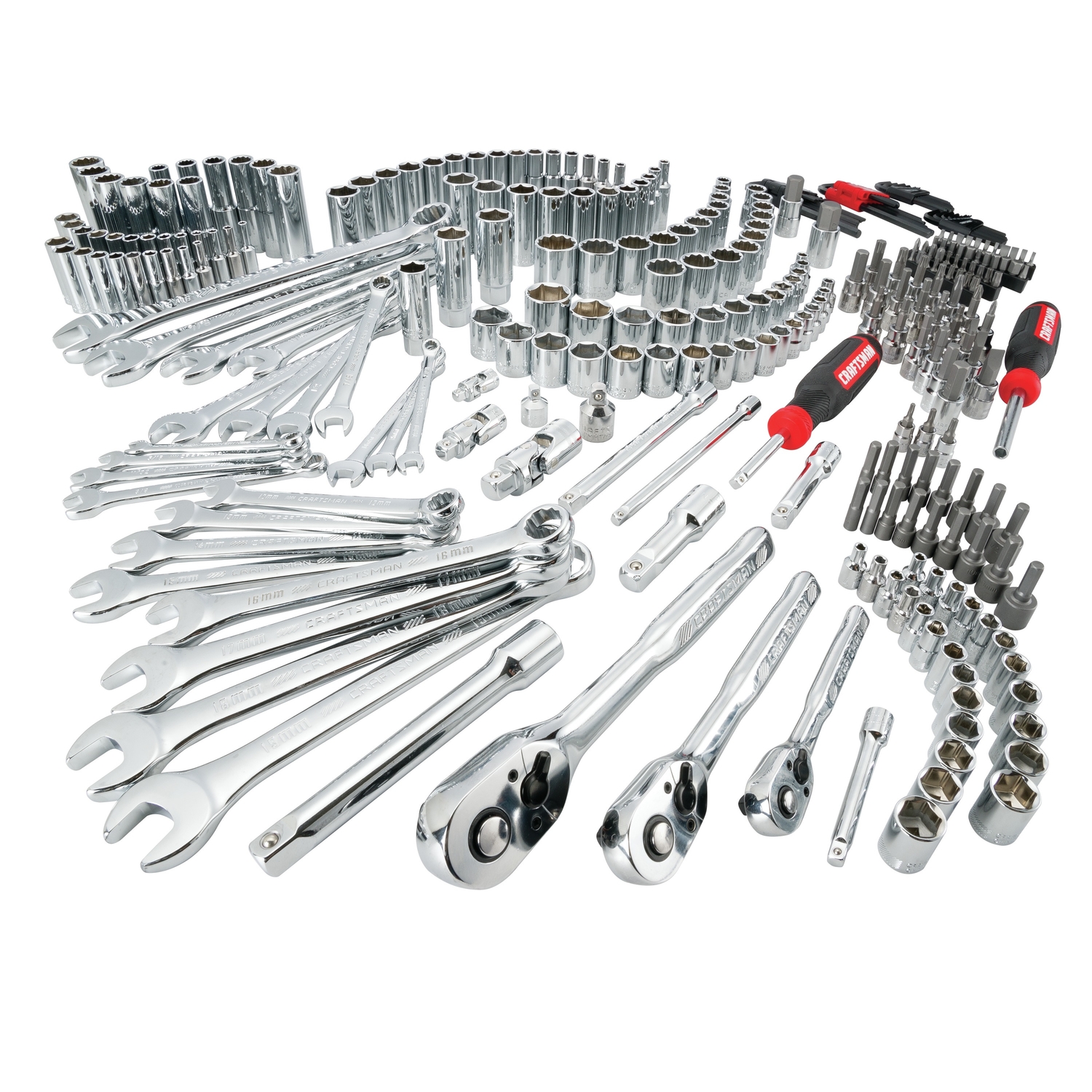 Craftsman 1/4, 3/8 and 1/2 in. drive Metric and SAE 6 and 12 Point Mechanic's Tool Set 308 pc