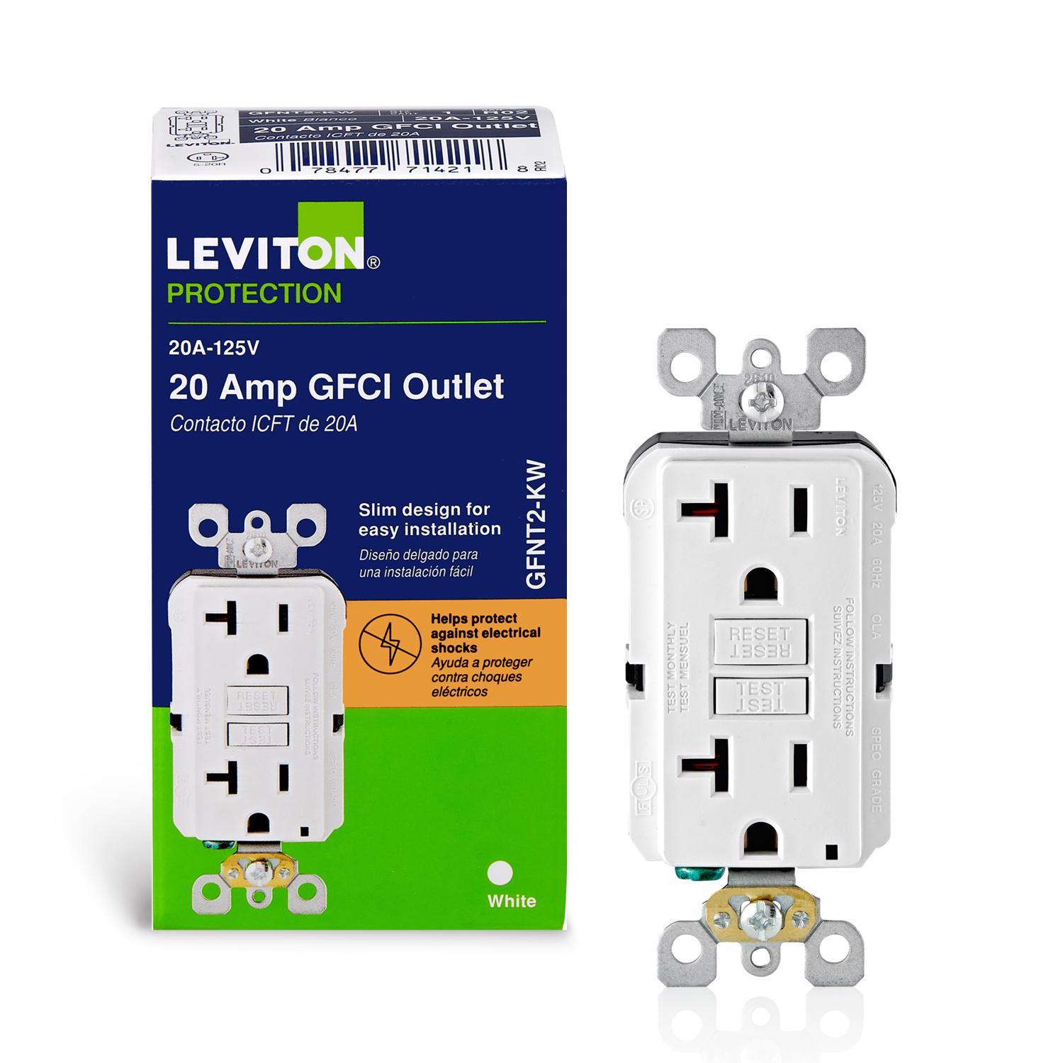 Leviton SmartlockPro 20 amps 125 V Duplex White GFCI Outlet 5-20R 1 pk