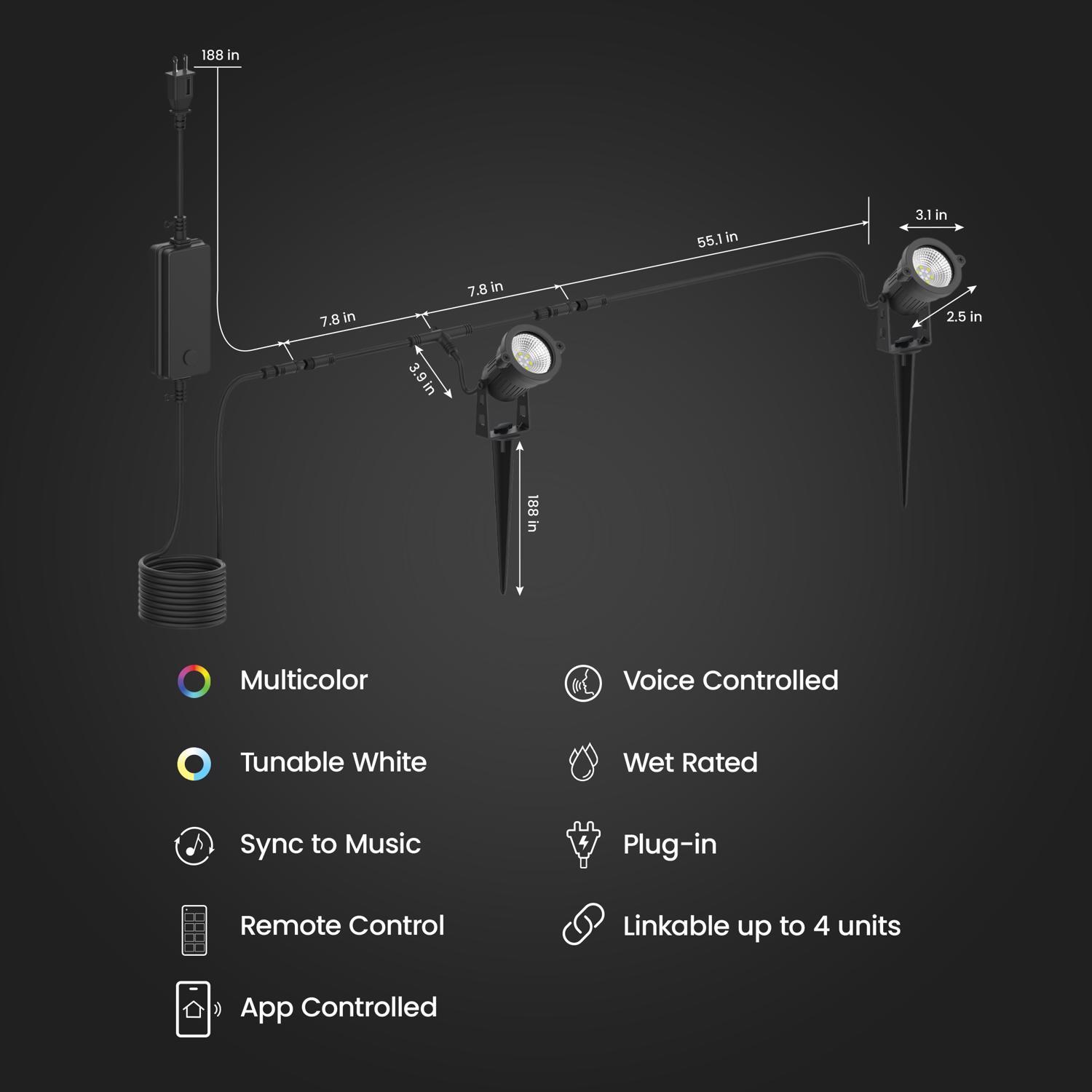 Feit Bluetooth-Enabled Motion Sensor Plug-In LED Black Smart-Enabled Spotlight