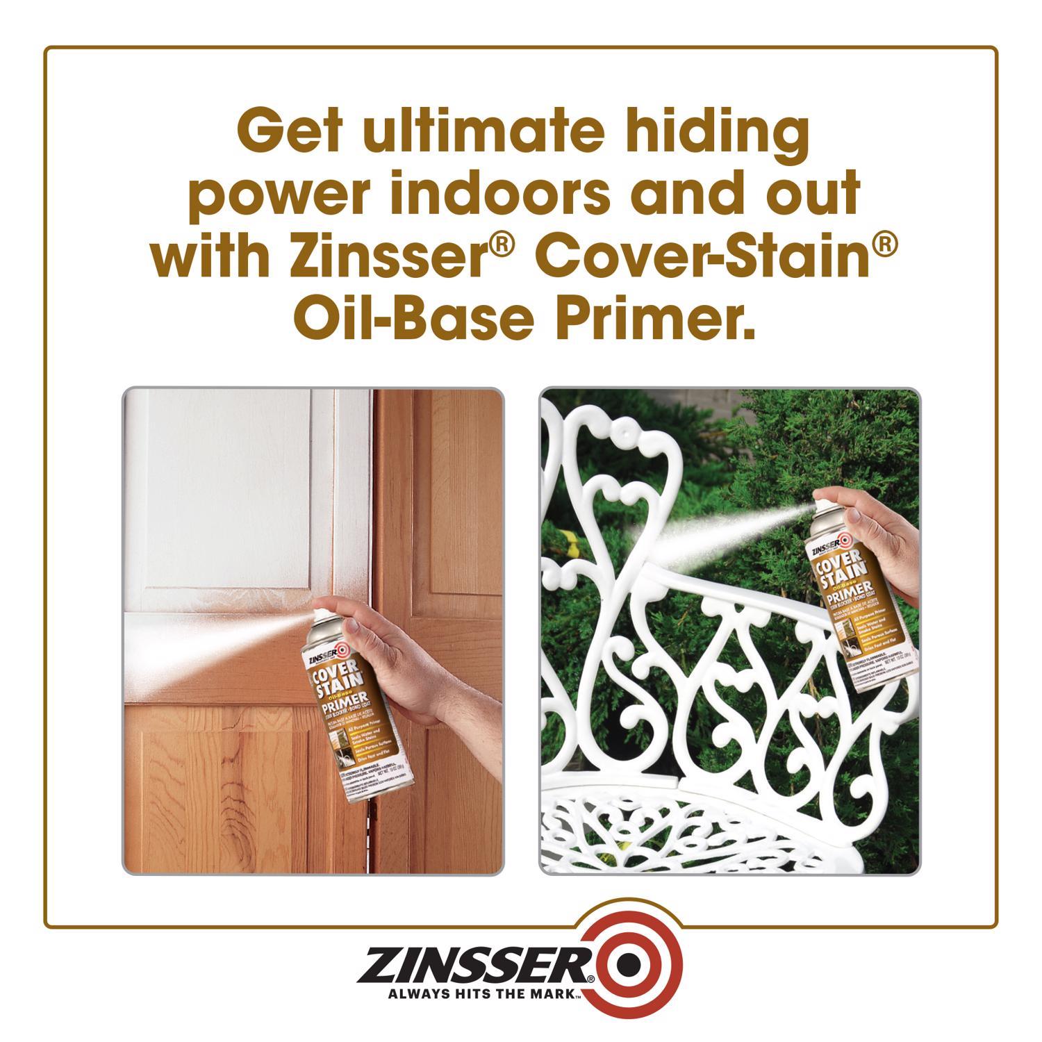 Zinsser Cover Stain White Flat Oil-Based Alkyd Spray Primer and Sealer 13 oz