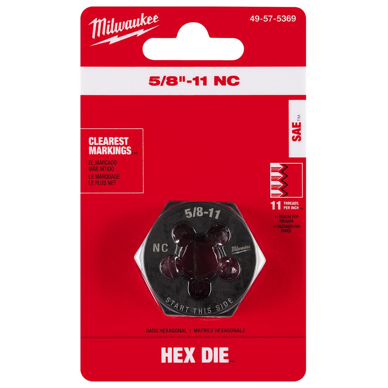 Milwaukee SAE 5/8-11 NC 1-7/16" Hex Threading Die
