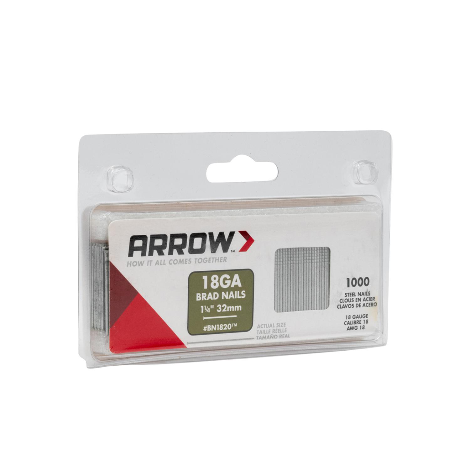 Arrow BN18 18 Ga. X 1-1/4 in. L Galvanized Steel Brad Nails 1000 pk 0.65 lb