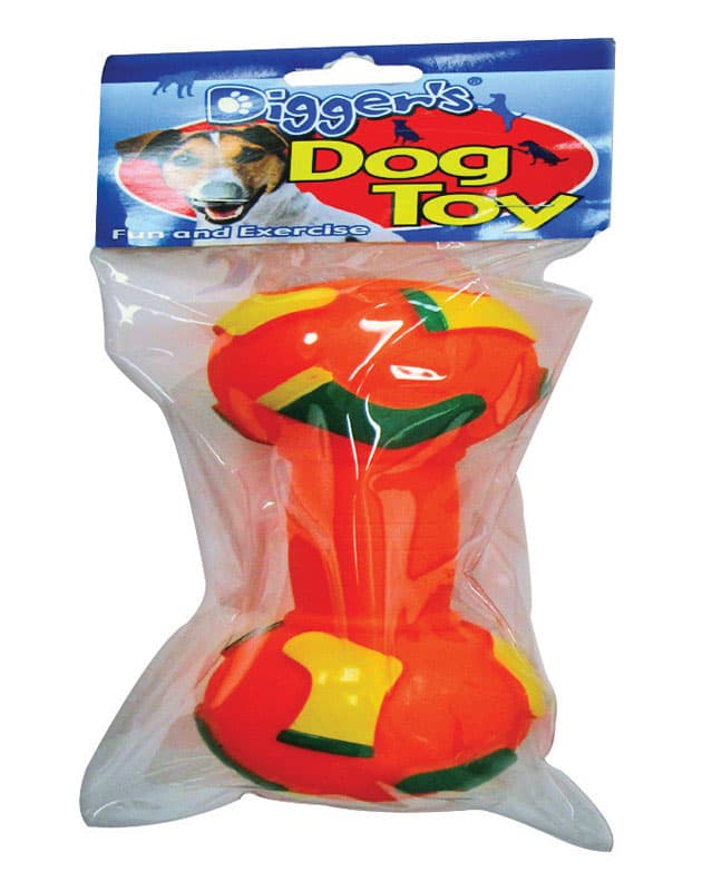 Boss Pet Digger's For Dog Multicolored Vinyl Dumbell Chew Dog Toy Large 1 pk