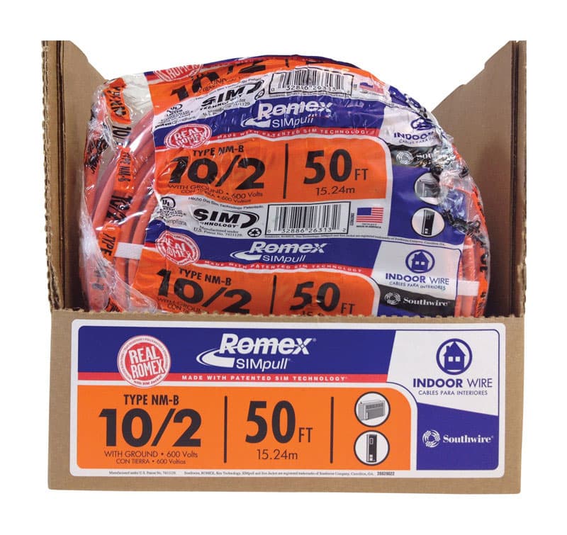 Southwire 50 ft. 10/2 Solid Romex Type NMB WG NonMetallic Wire