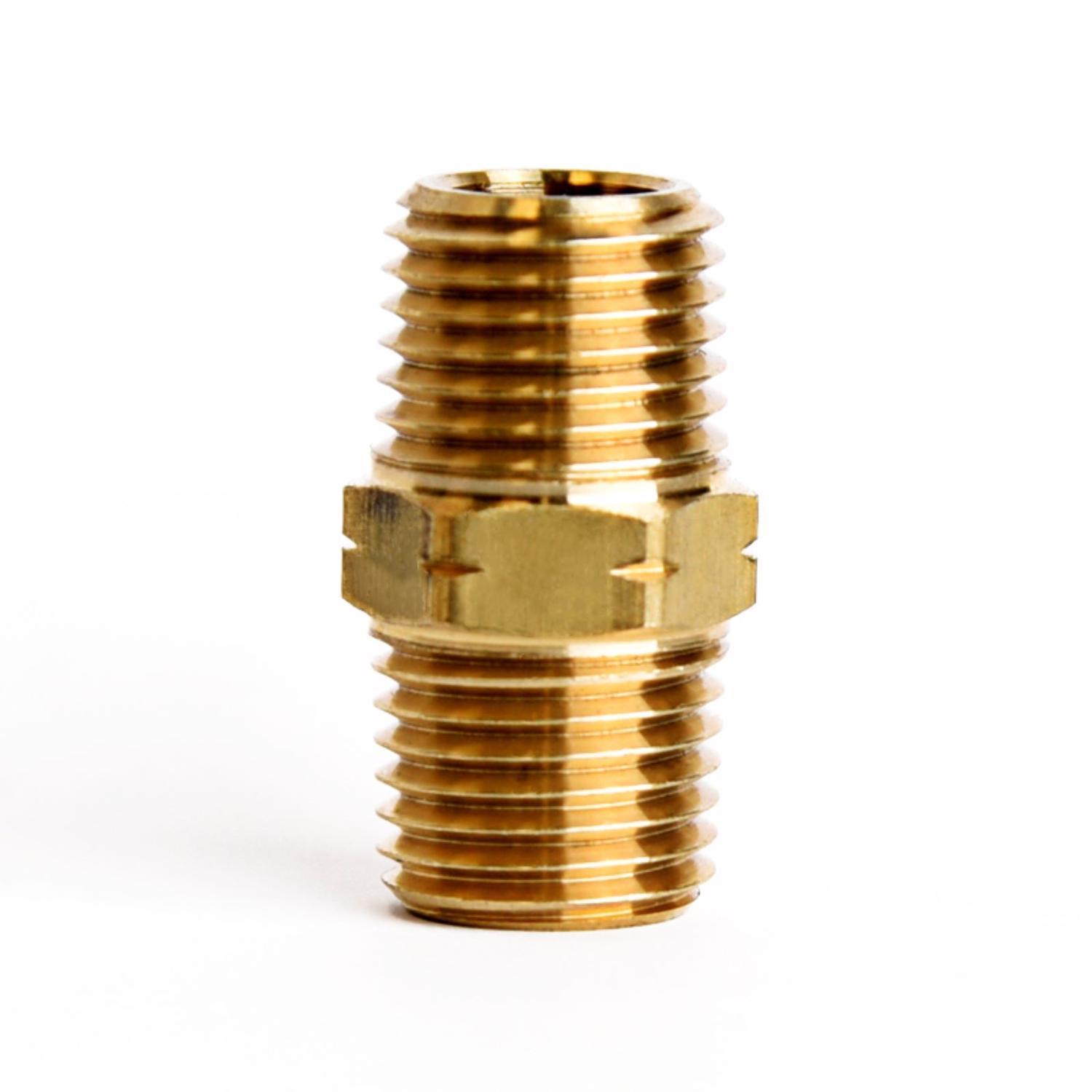 ATC 1/4 in. MPT 1/4 in. D MPT Yellow Brass Hex Nipple