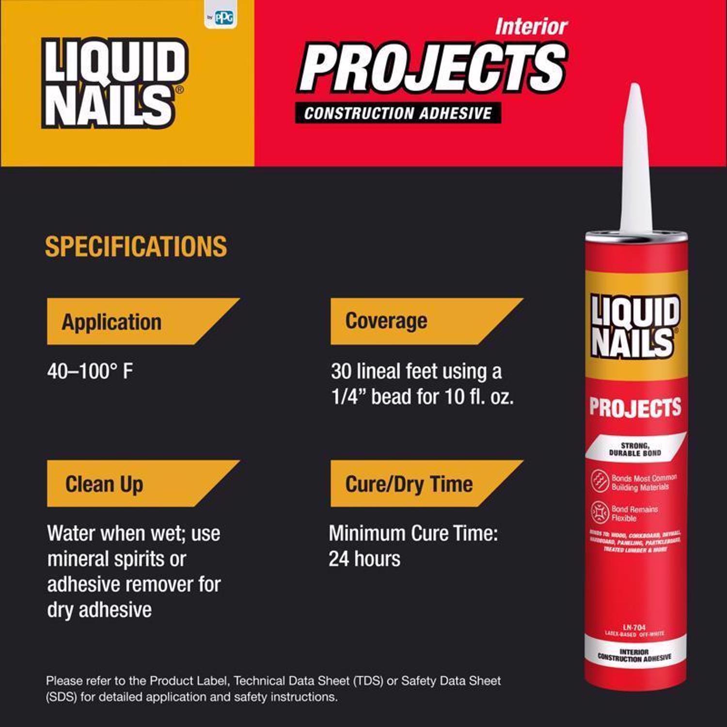 Liquid Nails Interior Projects Acrylic Latex Construction Adhesive 10 oz