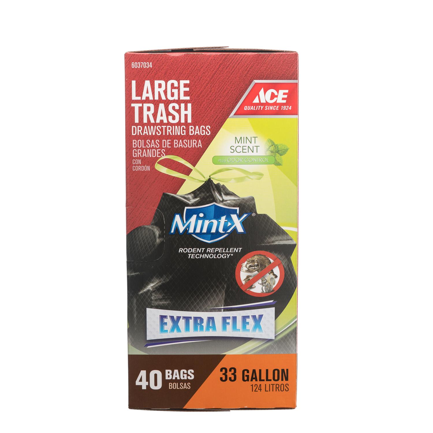 Ace 33 gal Mint Scent Trash Bags Drawstring 40 pk 1.05 mil