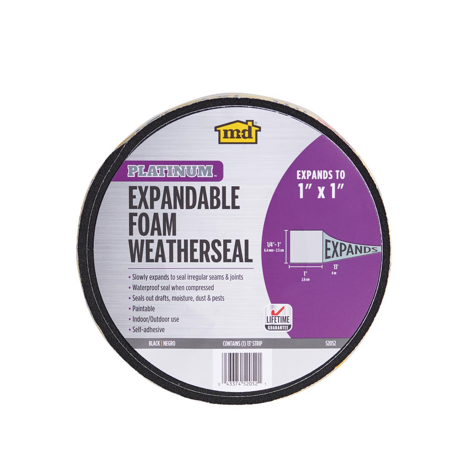 M-D Building Products Black Foam Compression Weatherstrip For Gaps and Openings 13 ft. L X 1 in.