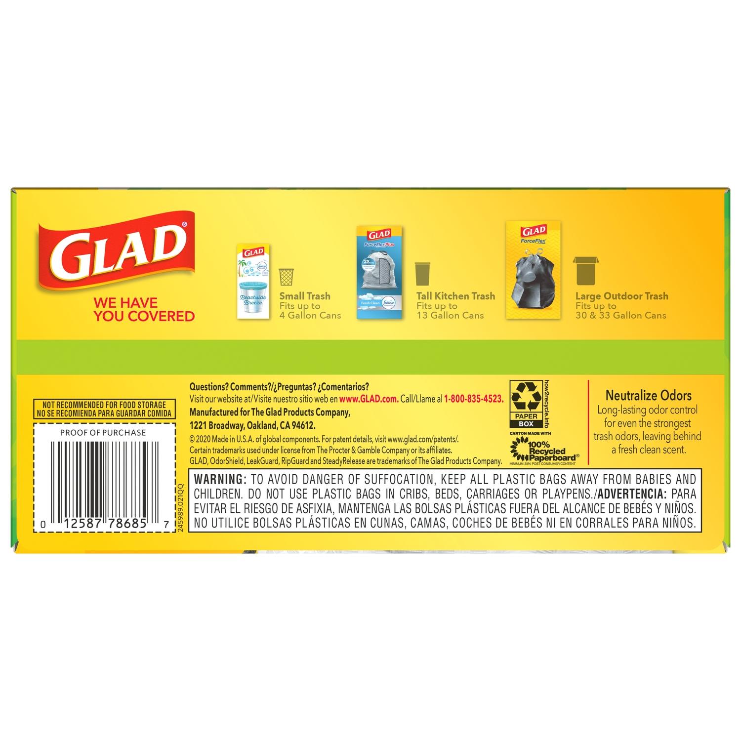 Glad ForceFlex 13 gal Fresh Scent Trash Bags Drawstring 40 pk 0.78 mil