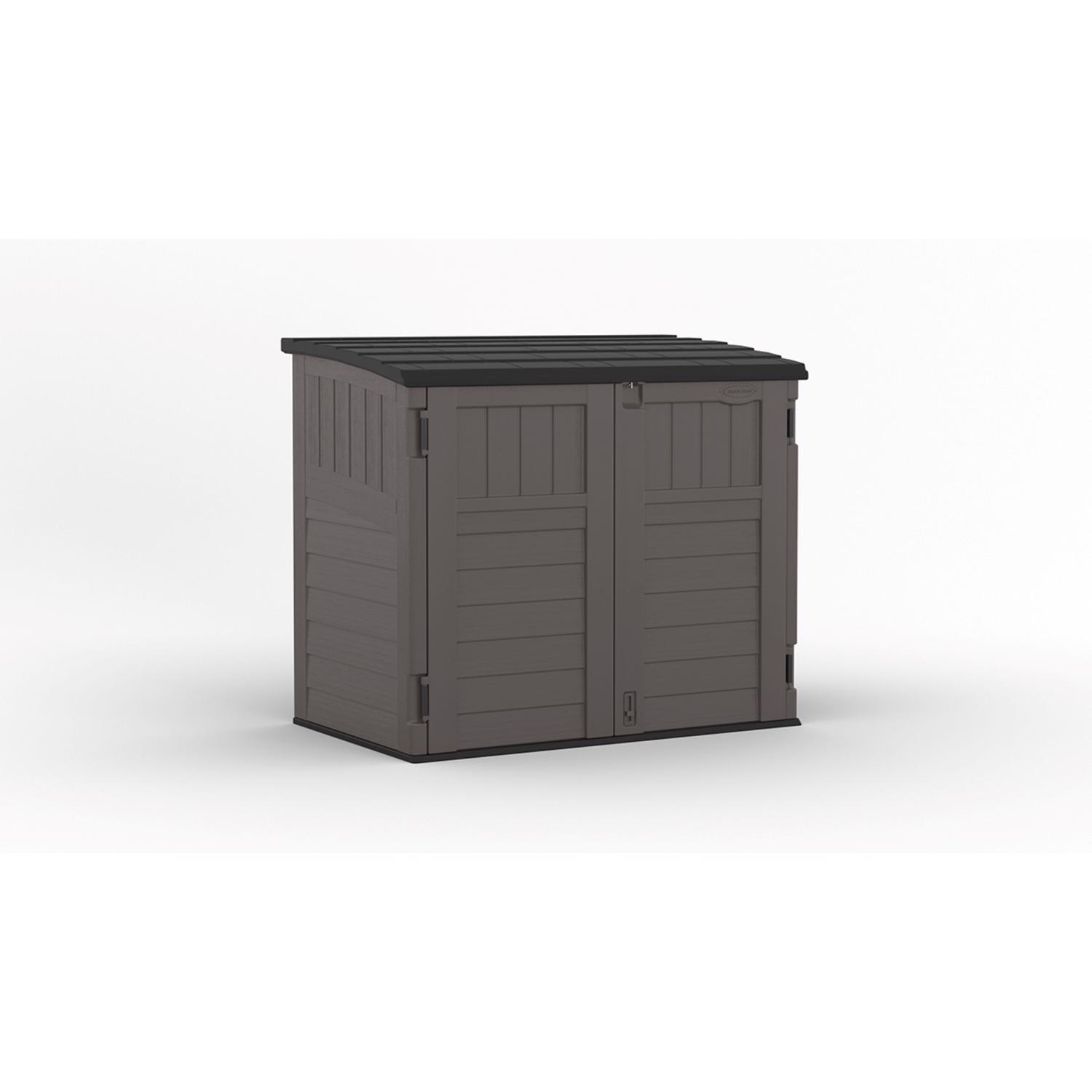 Suncast Plastic Horizontal Storage Shed with Floor Kit Gray Stine