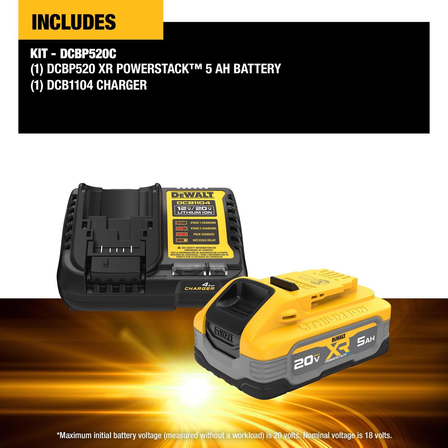 DeWalt 20V MAX POWERSTACK DCBP520C 5 Ah Lithium-Ion Battery and Charger Starter Kit