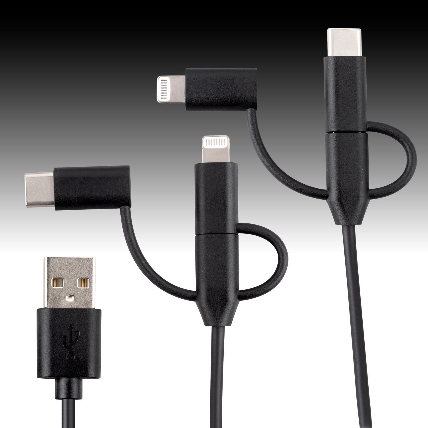 Monster Just Hook It Up Lightning to USB and Micro to USB Charge and Sync Cable Assortment 3 ft. Bla