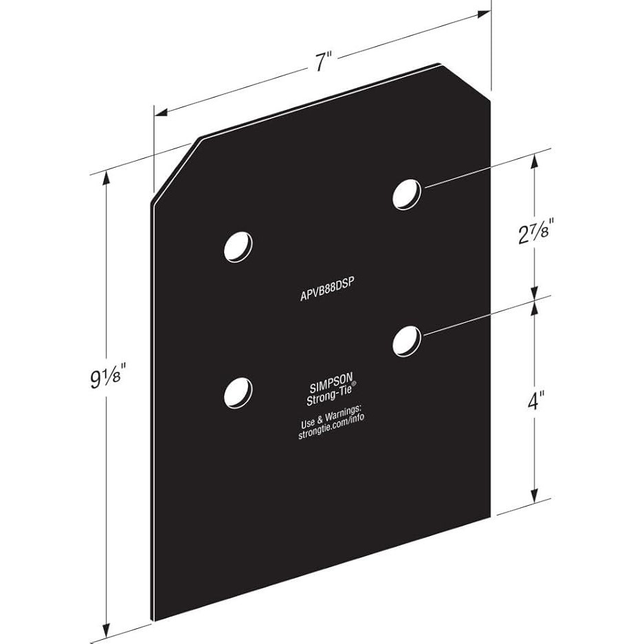 Simpson Strong-Tie APVB88DSP - Outdoor Accents Avant Collection ZMAX, Black Post Base Side