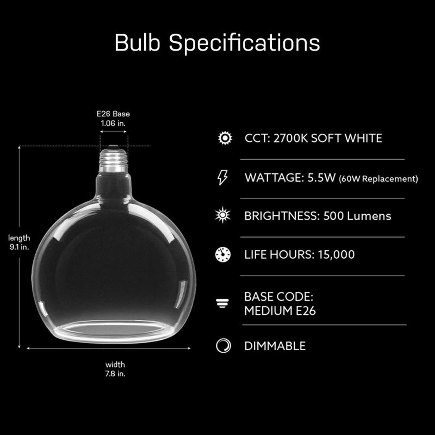 Feit G63 E26 (Medium) Filament LED Bulb Soft White 60 Watt Equivalence 1 Pack