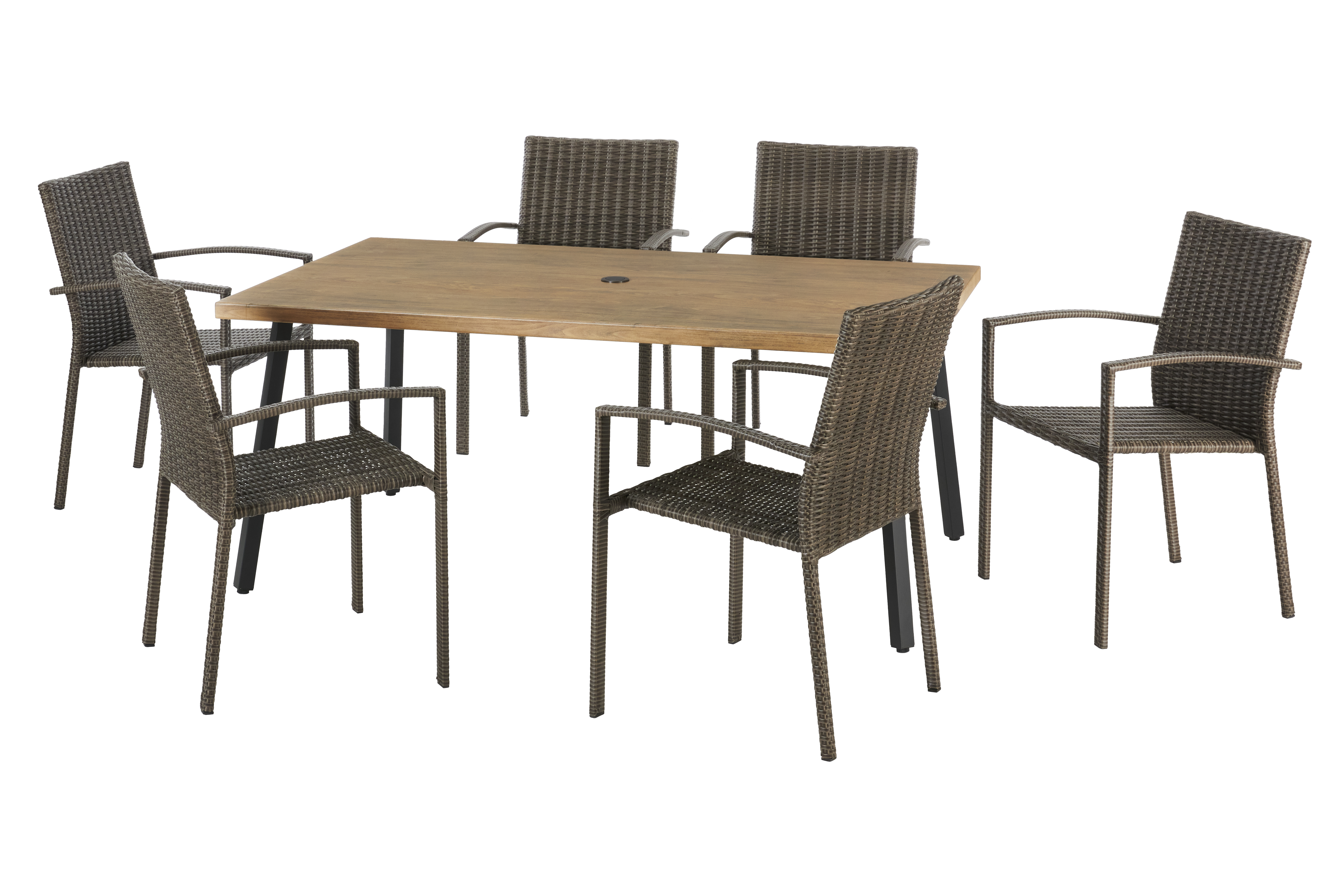Living Accents 7PC Dining Set Brown/Woven Wicker