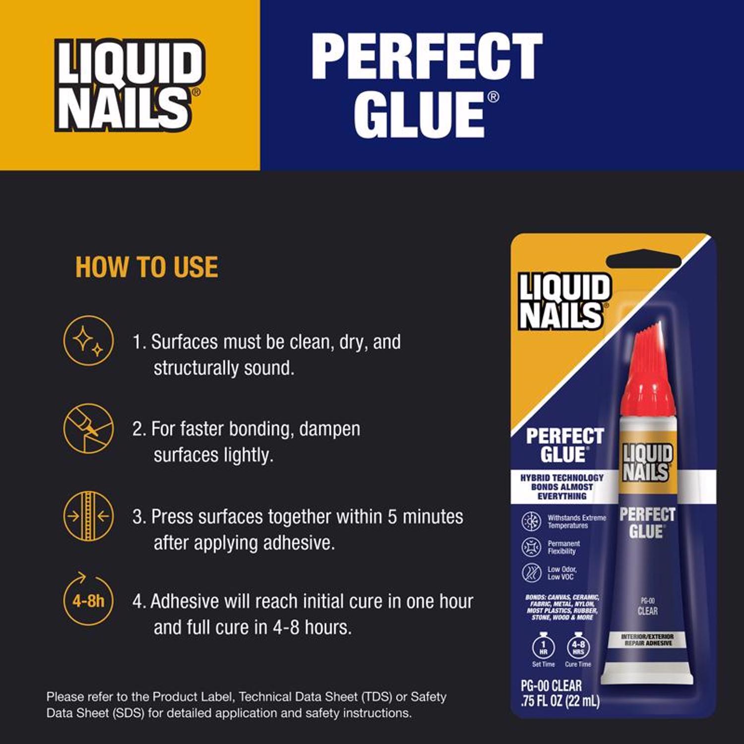 Liquid Nails Fuze-It High Strength Hybrid Adhesive Clear Perfect Glue 0.75 oz