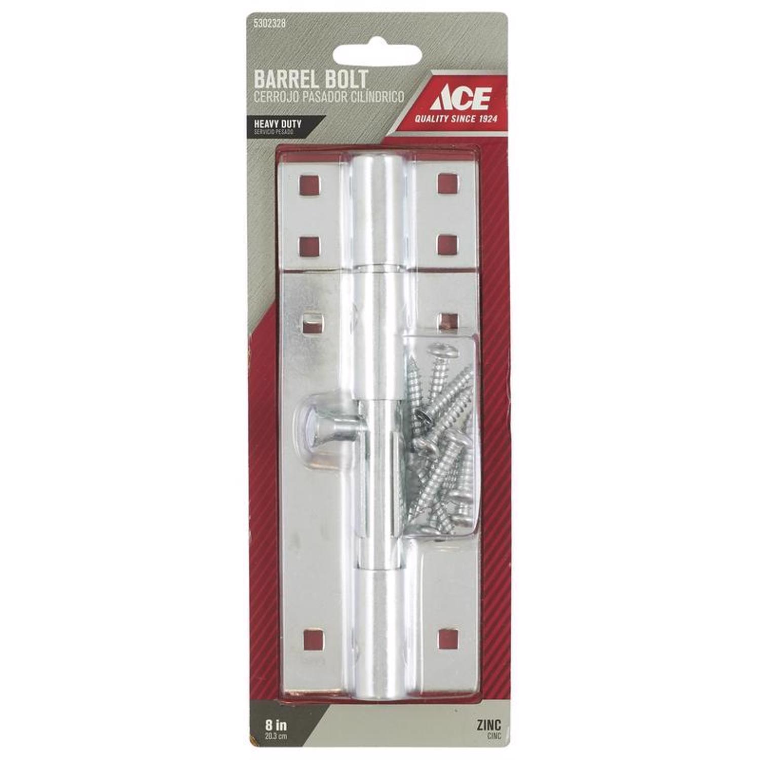 Ace 8 in. L Zinc-Plated Steel Barrel Bolt 1 pk