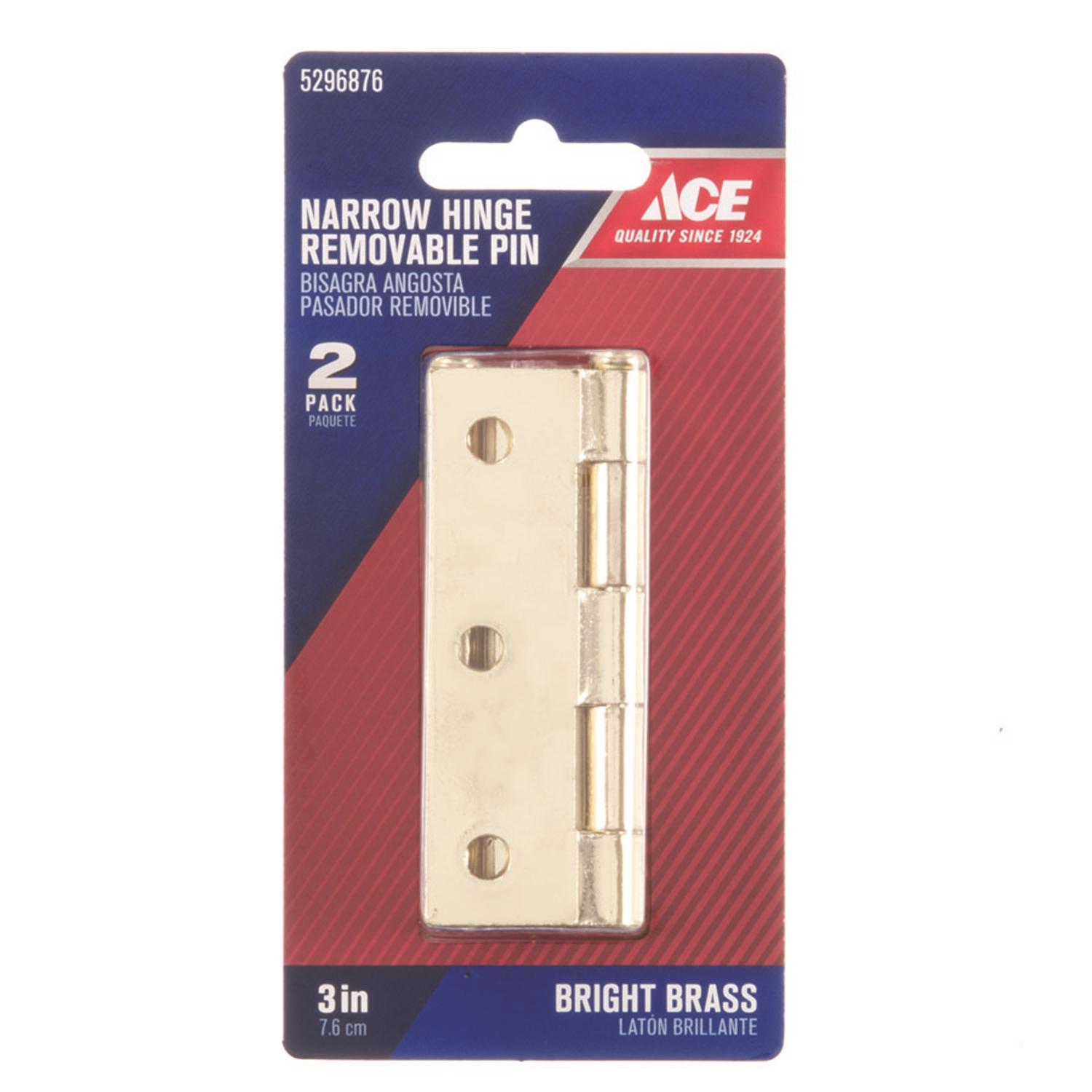 Ace 2.75 in. W X 3 in. L Bright Brass Gold Brass Narrow Hinge 2 pk