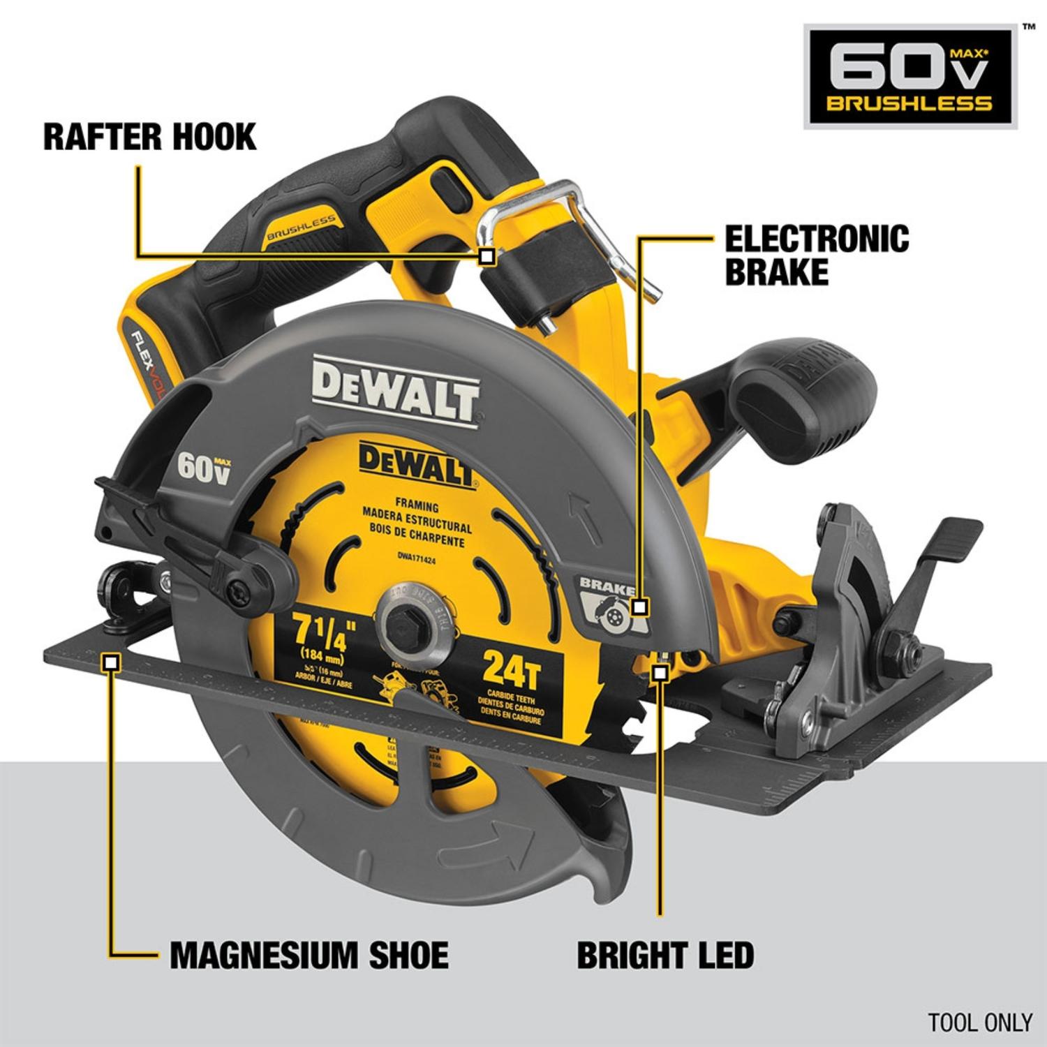 DeWalt 60V MAX 7-1/4 in. Cordless Brushless Circular Saw Kit (Battery & Charger)