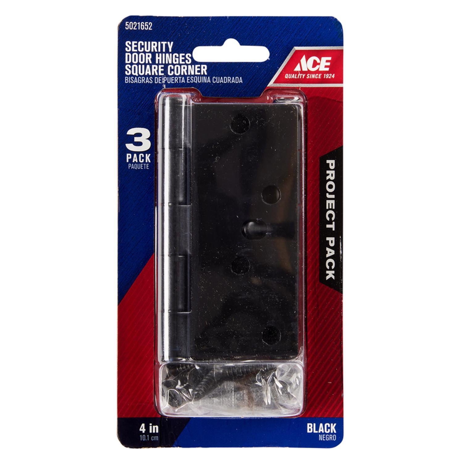 Ace 4 in. L Black Residential Door Hinge 3 pk