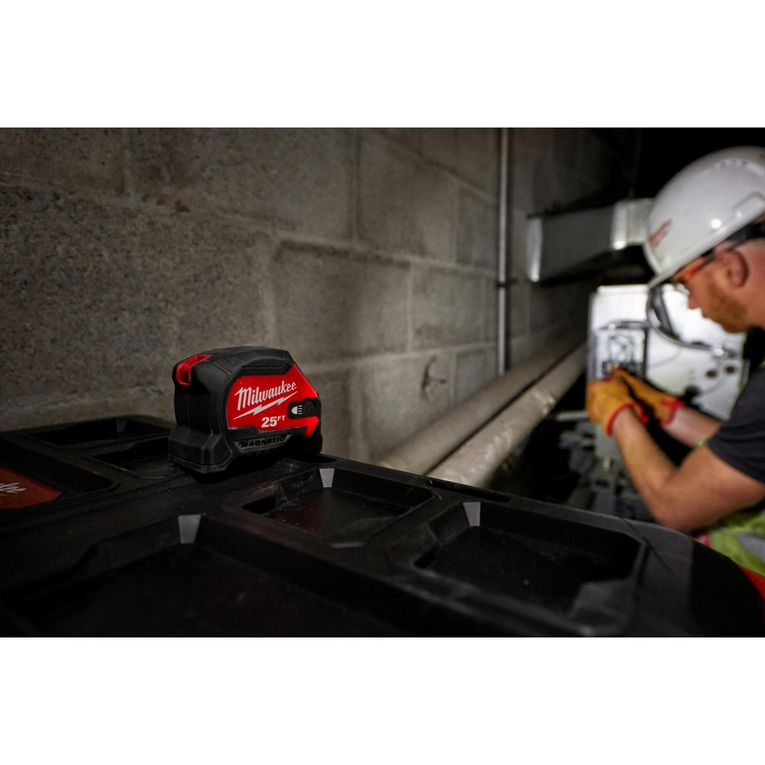 Milwaukee 25 ft. L X 1-1/16 in. W Compact Wide Blade with LED Light Magnetic Tape Measure 1 pk