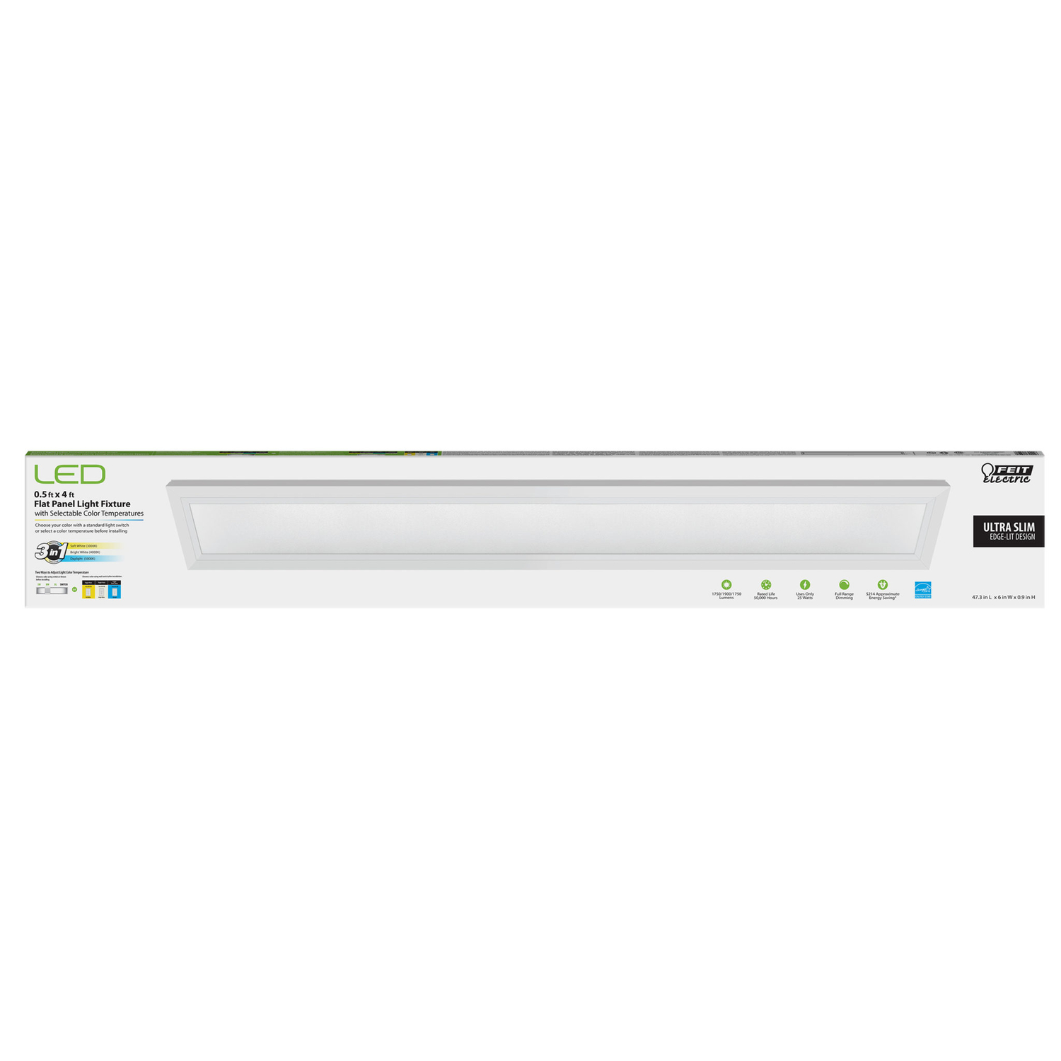 Feit Electric 0.9 in. H X 6 in. W X 48 in. L White LED Flat Panel Light Fixture