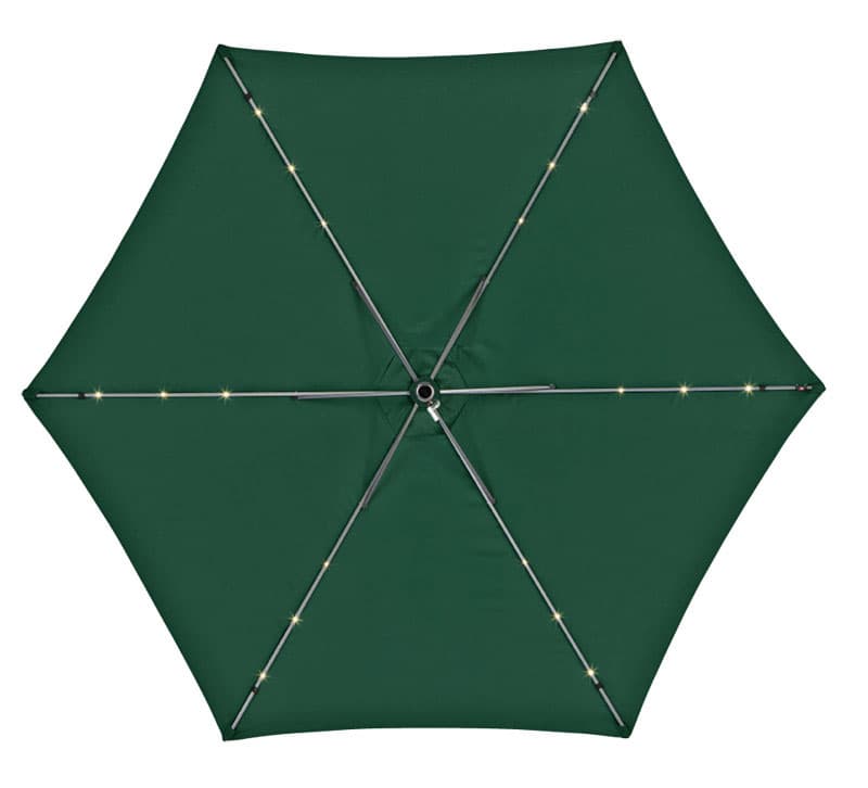 Living Accents 9 ft. Tiltable Hunter Green Solar Market Umbrella