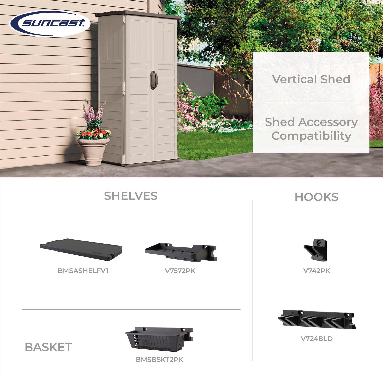Suncast 2 ft. x 2 ft. Resin Vertical Pent Storage Shed with Floor Kit