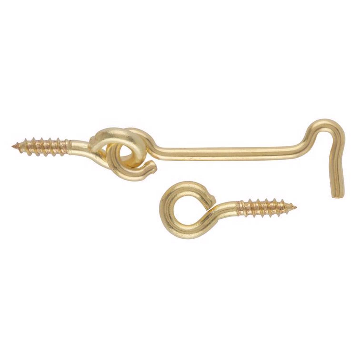Ace Small Polished Brass Green Brass 2.5 in. L Hook and Eye 2 pk