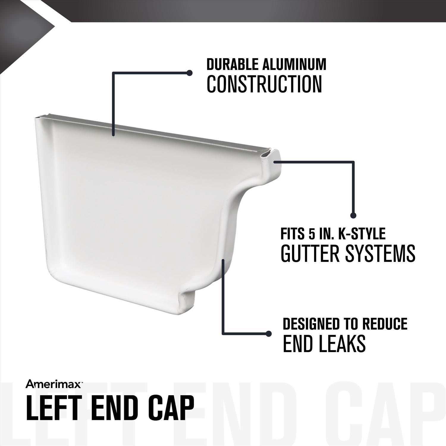 Amerimax 3.5 in. H X 5 in. W X 0.5 in. L White Aluminum K Left End Cap