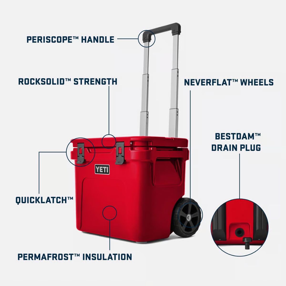 YETI Roadie 32 Rescue Red 32 qt Roller Cooler