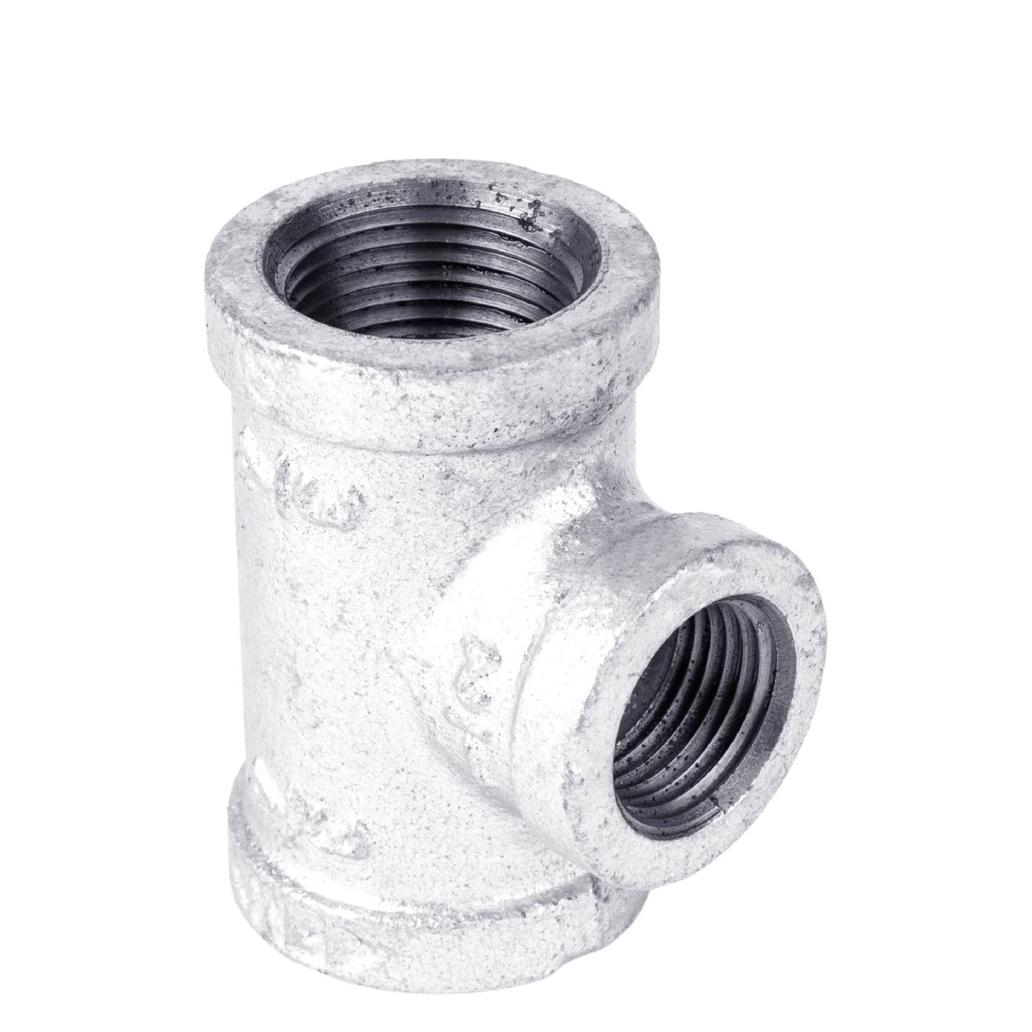 STZ Industries 3/4 in. FIP X 3/4 in. D FIP 1/2 in. D FIP Galvanized Malleable Iron Tee
