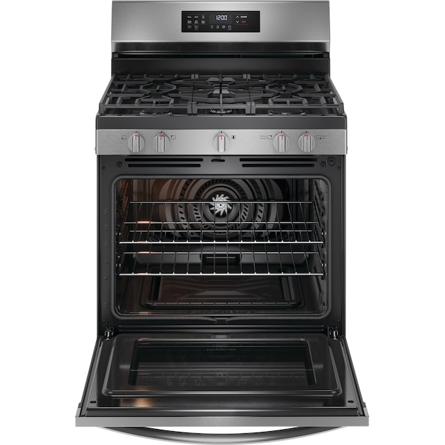 Frigidaire 30-in 5 burners 5.1-cu ft Air Fry Convection Oven Freestanding Natural Gas Range ( Stainless Steel )
