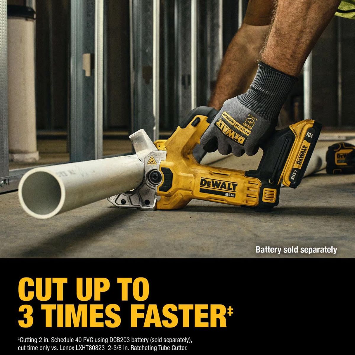 DeWalt 20V MAX XR 2 in. Plastic Pipe and Tubing Cutter Black/Yellow 1 Piece