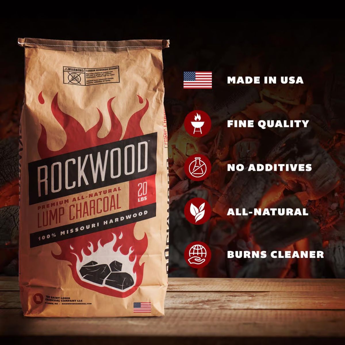 Rockwood All Natural Hardwood Lump Charcoal 20 lb.