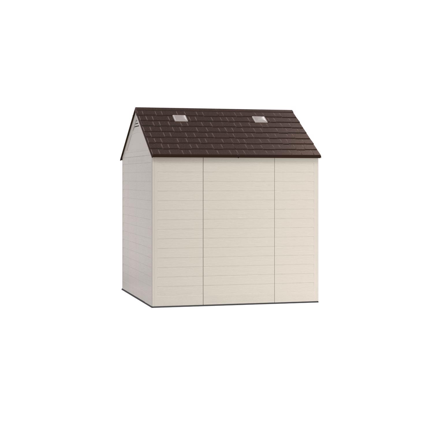 Suncast Cloverdale 7 ft. x 7 ft. Resin Horizontal Peak Storage Shed with Floor Kit