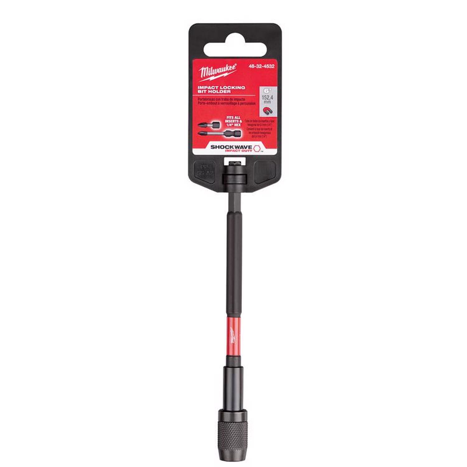 Milwaukee Shockwave 6 in. Alloy Steel Impact Magnetic Locking Bit Holder 1/4 in. Hex Shank 1 pc