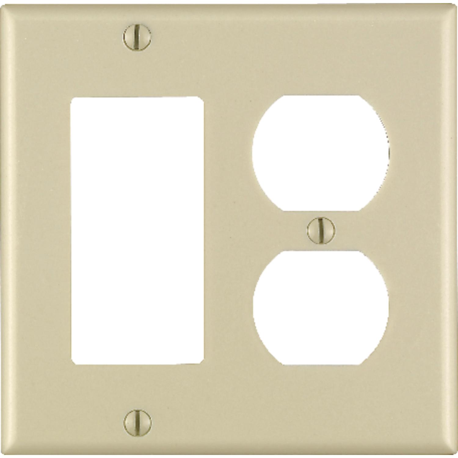 Leviton Ivory 2 gang Plastic Decorator/Duplex Wall Plate 1 pk
