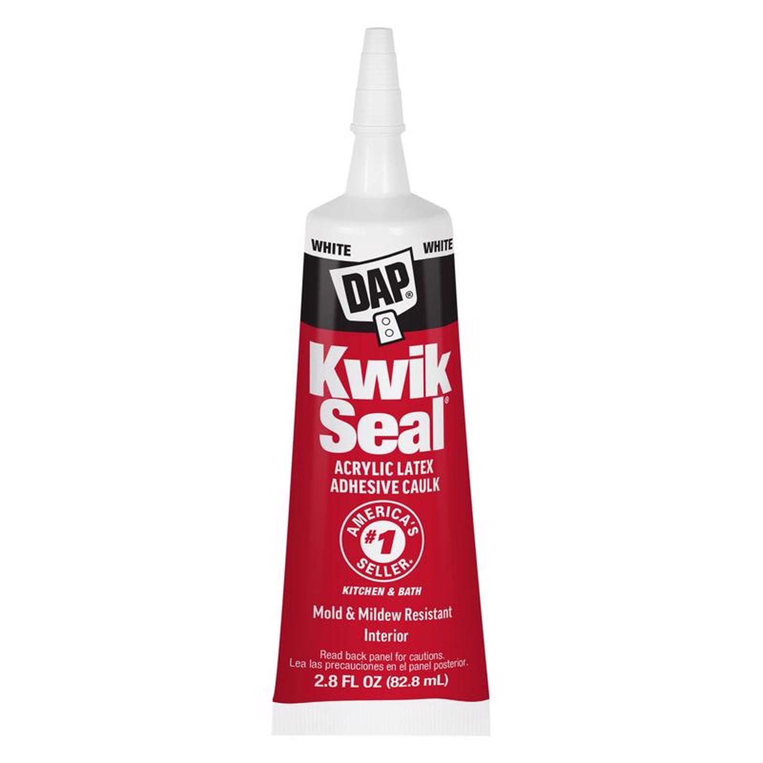 DAP Kwik Seal White Acrylic Latex Kitchen and Bath Adhesive Caulk 2.8 oz