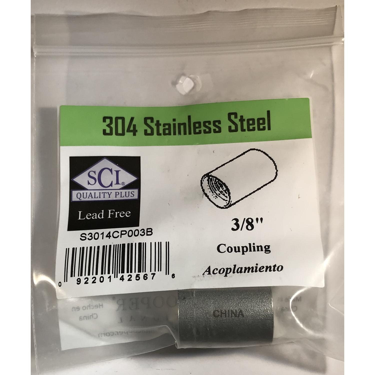 Smith-Cooper 3/8 in. FPT X 3/8 in. D FPT Stainless Steel Coupling