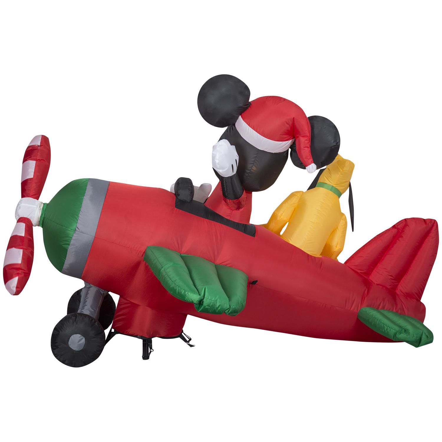 Gemmy Animated Christmas Inflatable Mickey Mouse and Pluto in Airplane 54 in. Inflatable