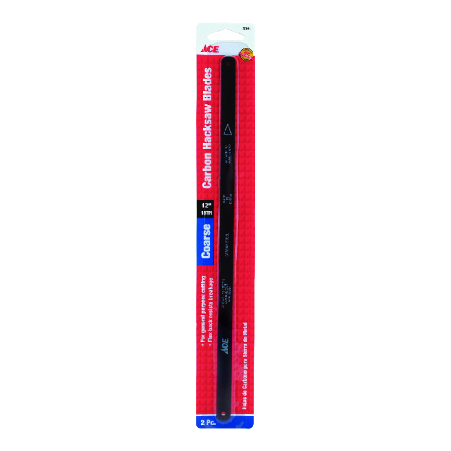 Ace 12 in. Carbon Steel Hacksaw Blade 18 TPI 2 pk
