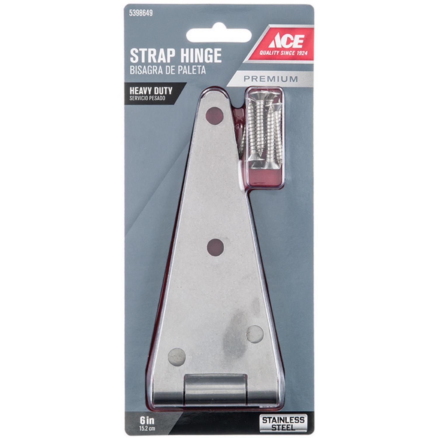 Ace 6 in. L Stainless Steel Heavy Duty Strap Hinge 1 pk