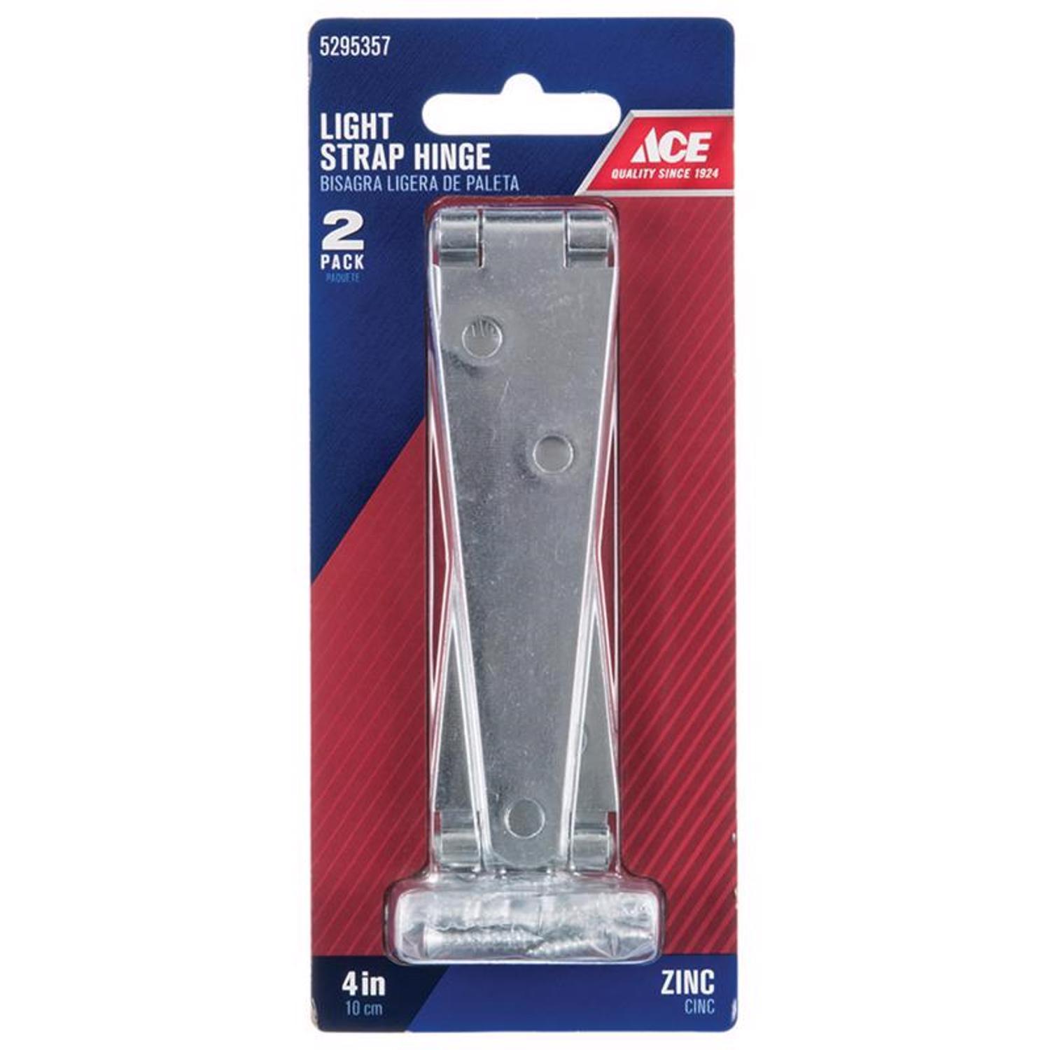 Ace 4 in. L Zinc-Plated Light Duty Strap Hinge 2 pk