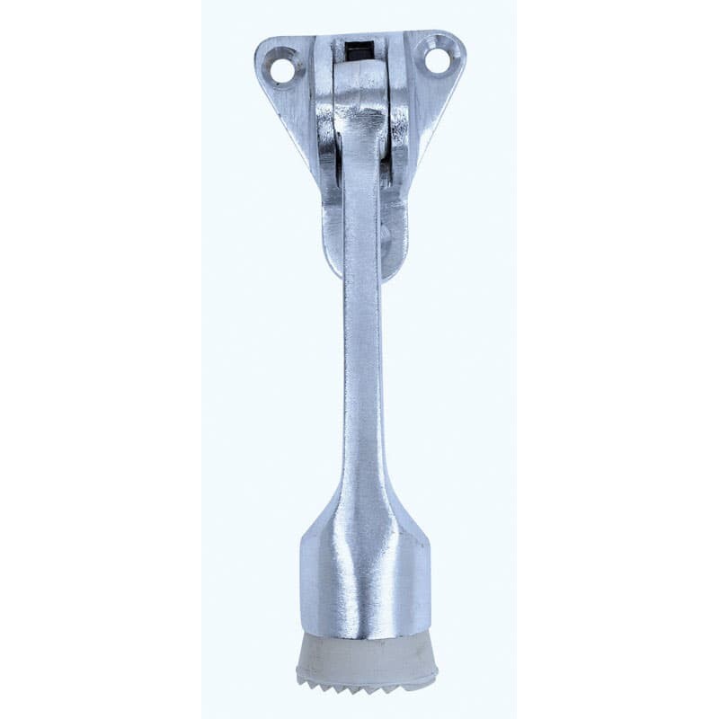 Tell 1 in. L Aluminum Satin Chrome Silver Kick-Down Door Holder Mounts to door