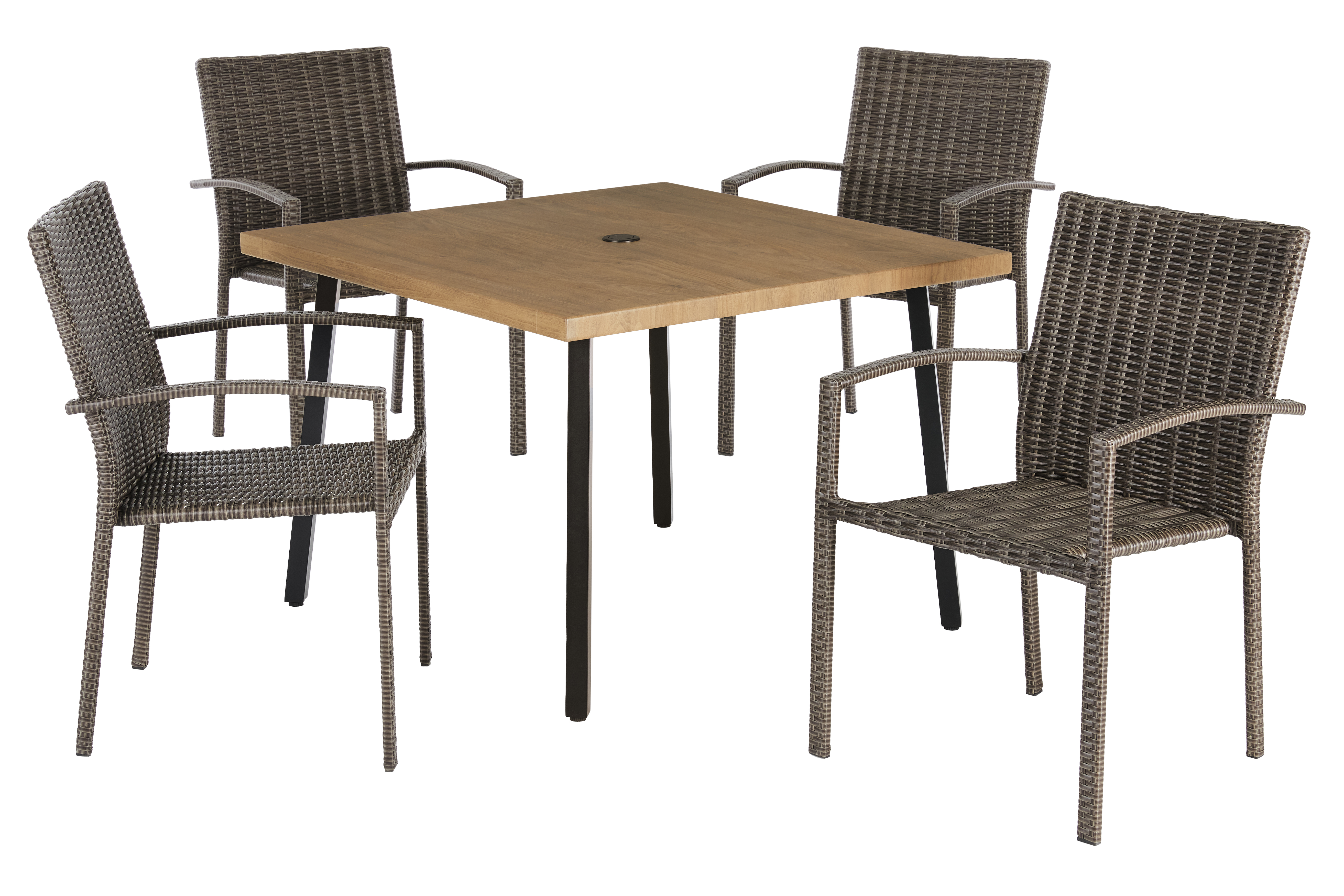 Living Accents 5PC Square Dining Set Brown/Woven Wicker