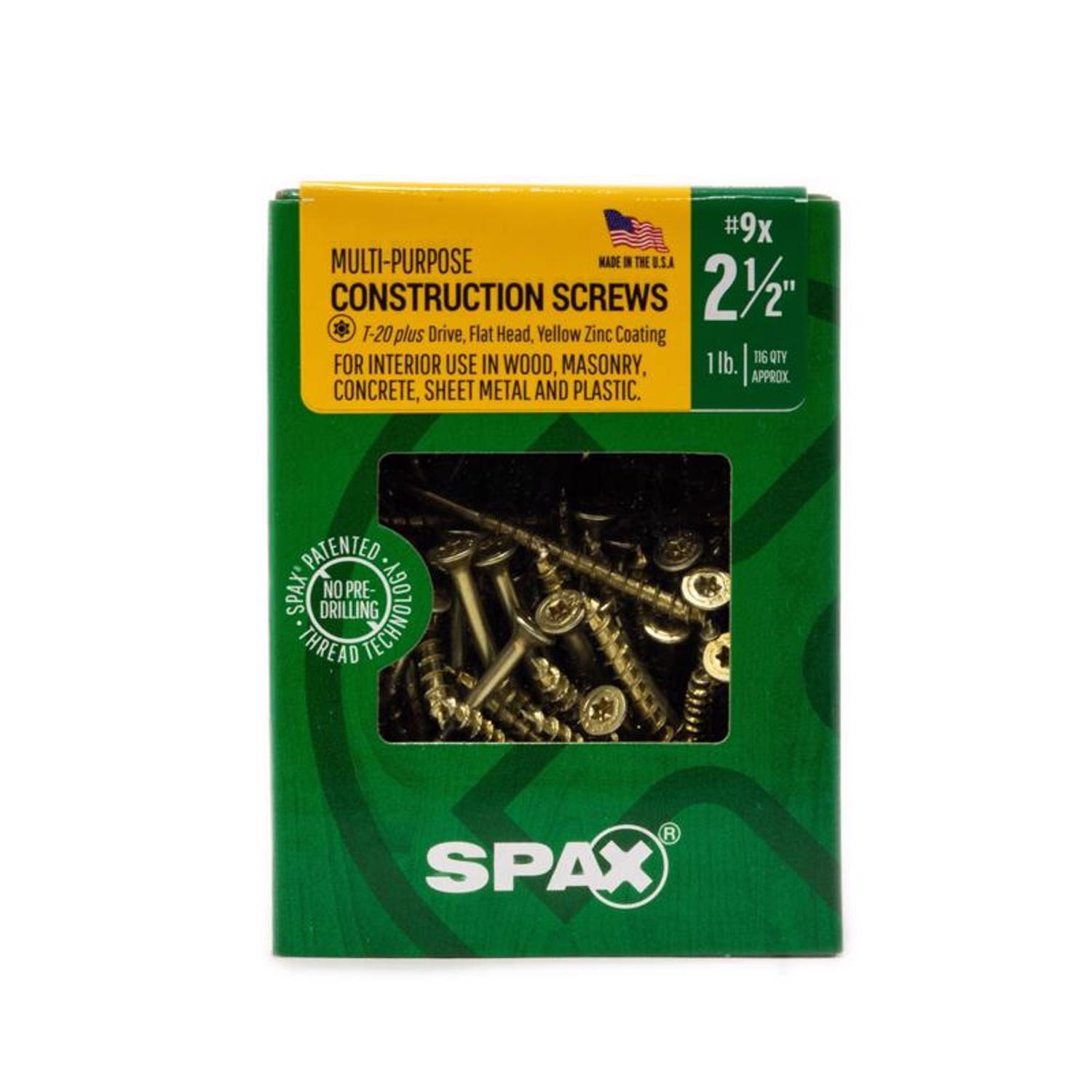 SPAX Multi-Material No. 9 in. X 2-1/2 in. L T-20+ Flat Head Serrated Construction Screws