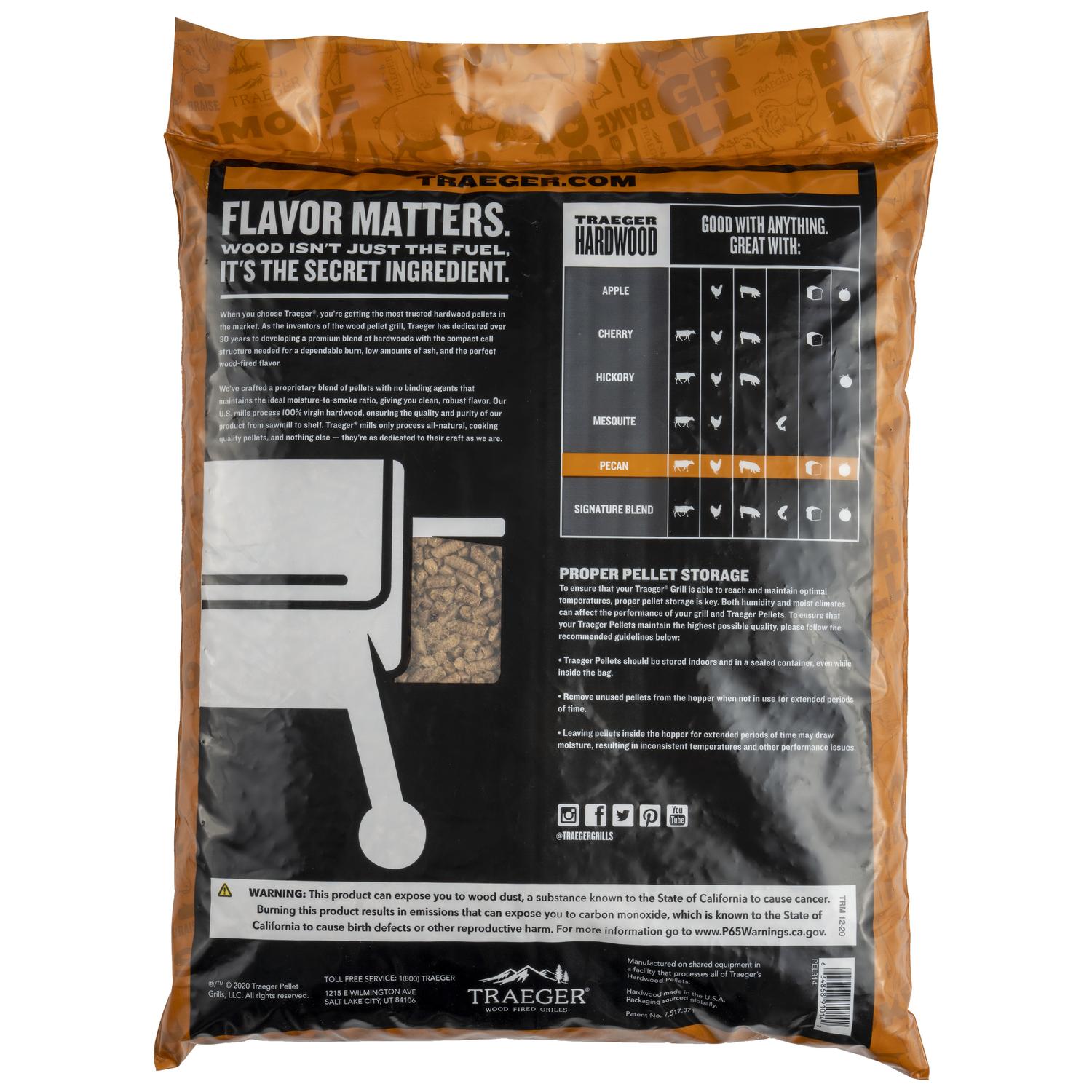 Traeger Premium All Natural Pecan Hardwood Pellets 20 lb