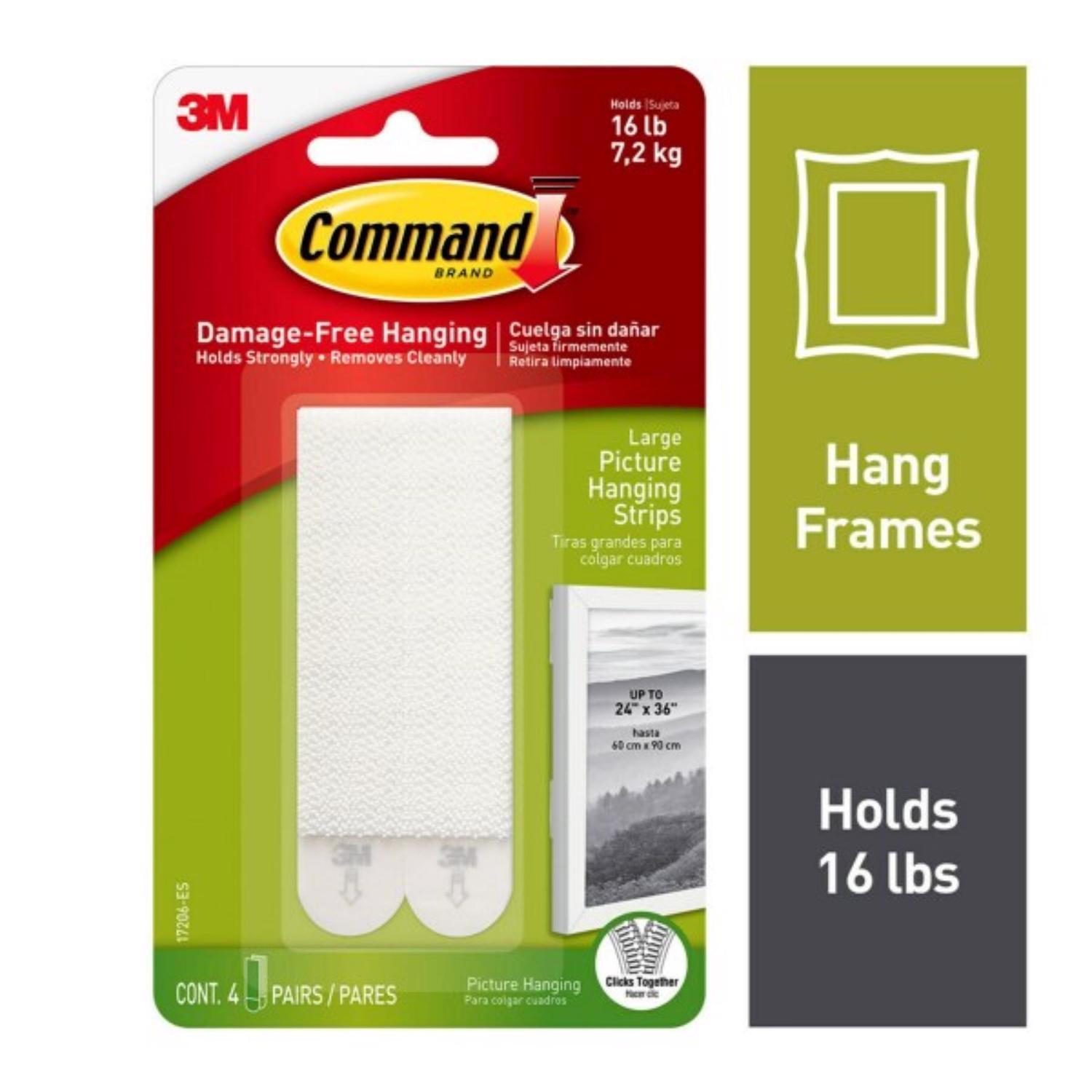 3M Command White Large Picture Hanging Strips 16 lb 8 pk