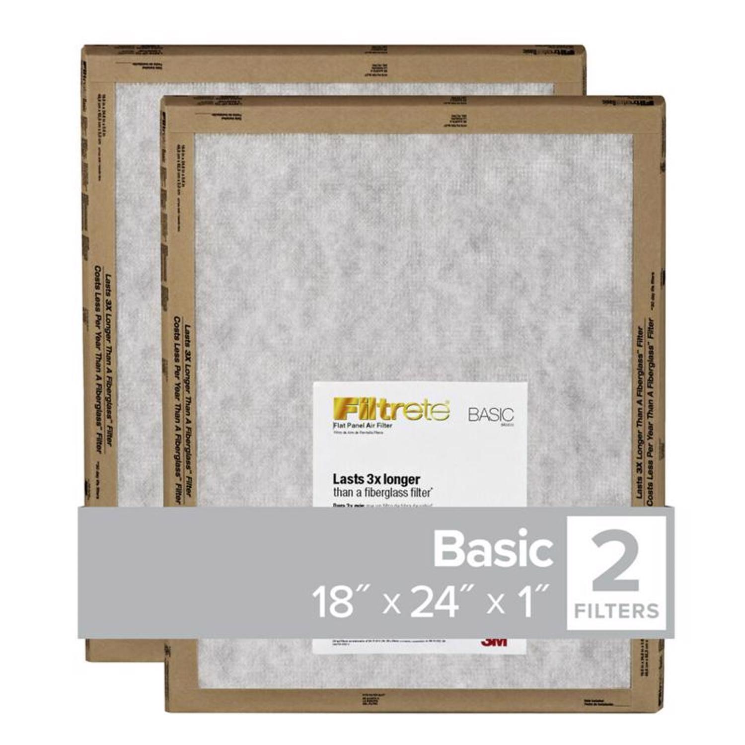 Filtrete 18 in. W X 24 in. H X 1 in. D Synthetic 2 MERV Flat Panel Filter 2 pk